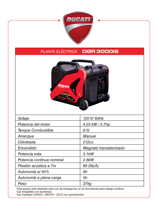 Generador Inverter de 5.7 Hp, Ducati