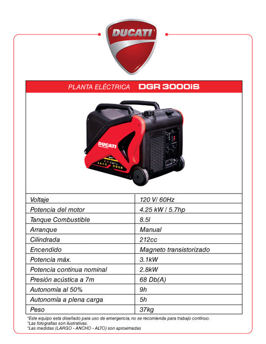 Generador Inverter de 5.7 Hp, Ducati