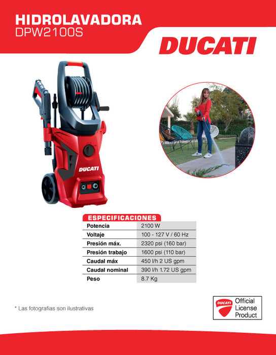 Hidrolavadora de 1400 a 2100 W, Ducati