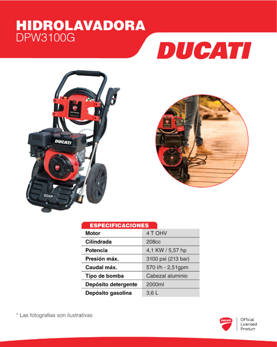 Hidrolavadora a Gasolina de 5.5 Hp, Ducati